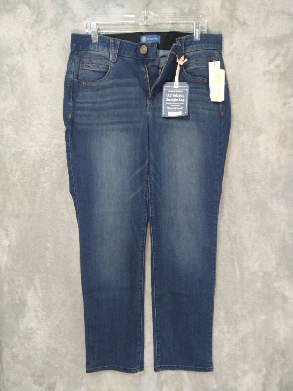 Democracy Jeans Womens 14W Plus Blue Denim Ab Solution Straight Leg Dark Wash